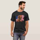 Patriotic USA Flag 4th of July Long Haired Dachshu T-shirt (Voorkant volledig)