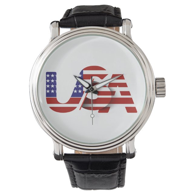 Patriotic USA Flag Clock | Modern American Horloge (Voorkant)