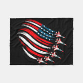 Patriotic Usa Flag Fighter Jets Boys Mens 4th Of J Fleece Deken (Voorkant (Horizontaal))