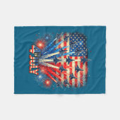 Patriotic Usa Flag Fighter Jets Illustration Fleece Deken (Voorkant (Horizontaal))