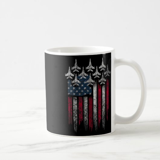 Patriotic Usa Flag Fighter Jets Lover 4th Of July  Koffiemok (Rechts)
