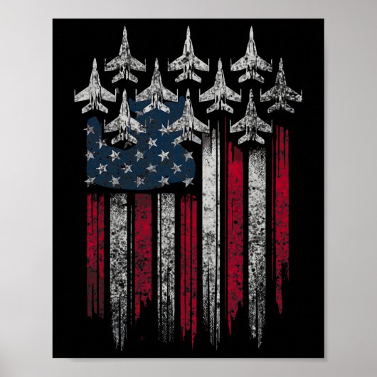 Patriotic Usa Flag Fighter Jets Lover 4th Of July  Poster (Voorkant)