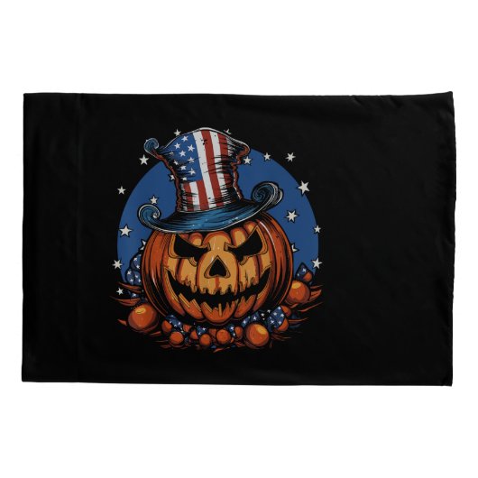 Patriotic USA Flag Halloween Pumpkin Kussensloop (Achterkant)
