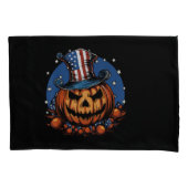 Patriotic USA Flag Halloween Pumpkin Kussensloop (Voorkant)