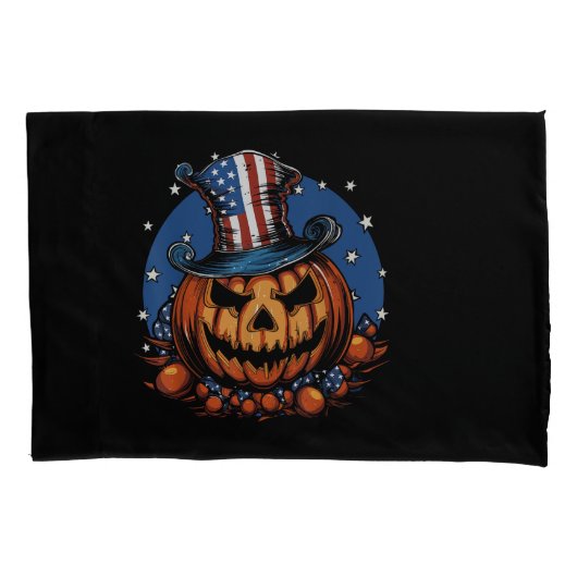 Patriotic USA Flag Halloween Pumpkin Kussensloop (Voorkant)