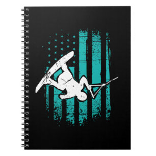Patriotic USA Flag Wakeboarder Wakeboarding Notitieboek