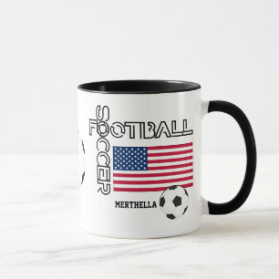 Patriotic USA FLAG World Soccer Monogram Mok