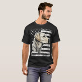 Patriotic Usa Flag Yellow Labrador Distressed  T-shirt (Voorkant volledig)