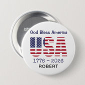 Patriotic USA God Bless America 3-in Round Button (Voorkant /achterkant)