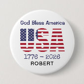 Patriotic USA God Bless America 3-in Round Button (Voorkant)