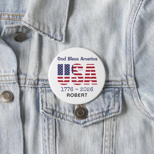 Patriotic USA God Bless America 3-in Round Button (In situ)