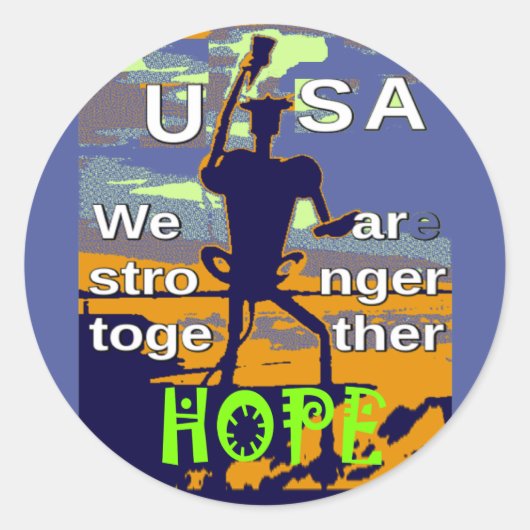 Patriotic USA Hope Graphic Ronde Sticker (Voorkant)