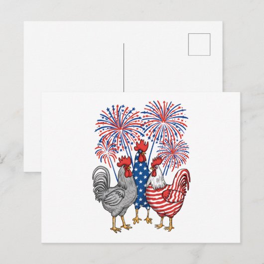 Patriotic USA Kip USA Hen 4th van juli Briefkaart (Voorkant / Achterkant)