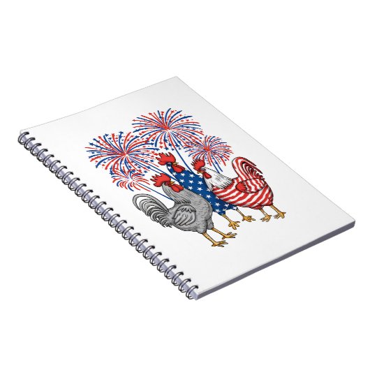 Patriotic USA Kip USA Hen 4th van juli Notitieboek (Rechterzijde)