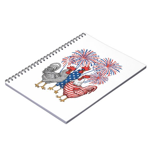 Patriotic USA Kip USA Hen 4th van juli Notitieboek (Linkerzijde)