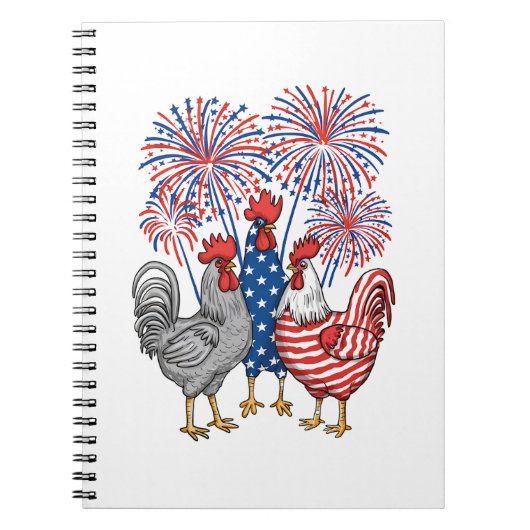 Patriotic USA Kip USA Hen 4th van juli Notitieboek (Voorkant)