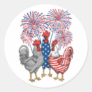 Patriotic USA Kip USA Hen 4th van juli Ronde Sticker