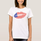 Patriotic USA Lipstick Kiss Lip Print T-shirt (Voorkant)