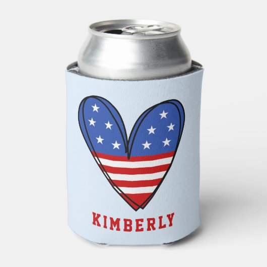 Patriotic USA Love Heart Blikjeskoeler (Blikje Voorkant)