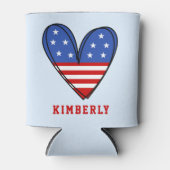 Patriotic USA Love Heart Blikjeskoeler (Voorkant)