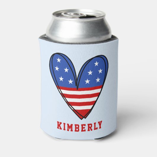 Patriotic USA Love Heart Blikjeskoeler (Blikje Achterkant)