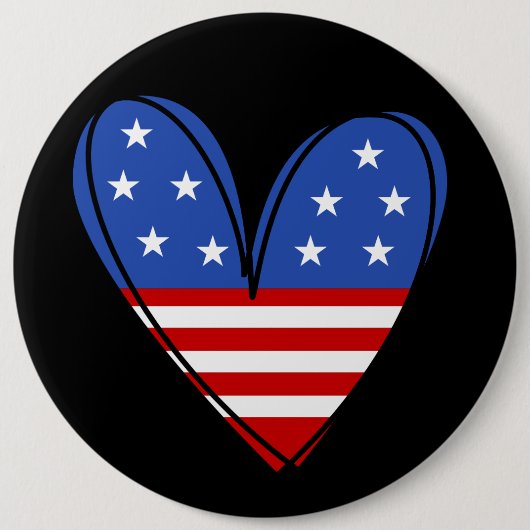 Patriotic USA Love Heart Ronde Button 6,0 Cm (Voorkant)