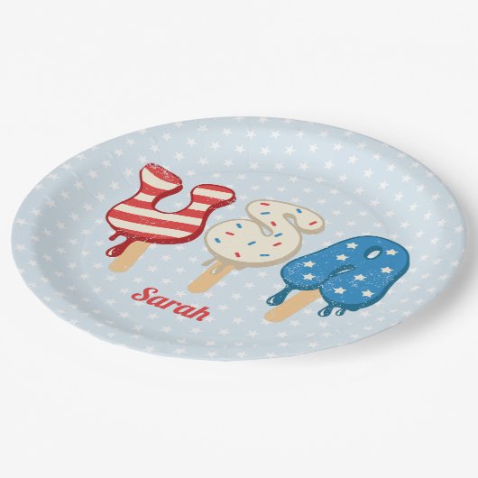 Patriotic USA Love Popsiche Papieren Bordje (Gekanteld)