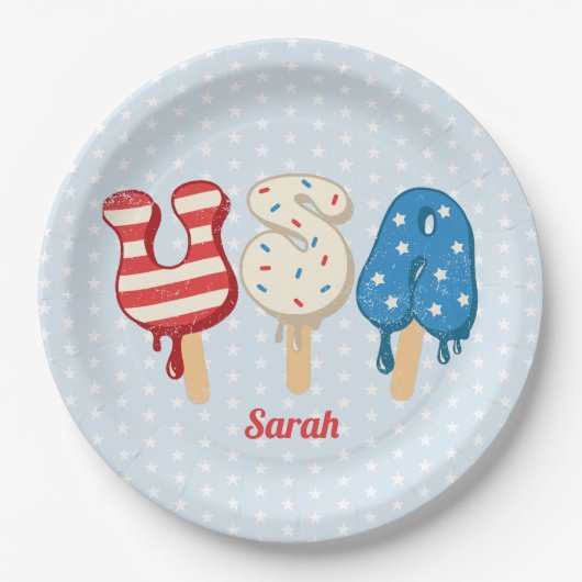 Patriotic USA Love Popsiche Papieren Bordje (Voorkant)