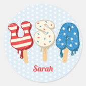 Patriotic USA Love Popsiche Ronde Sticker (Voorkant)