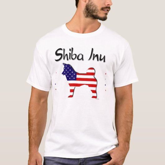 Patriotic USA Shiba Inu T-shirt (Voorkant)