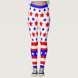 Patriotic USA Stars and Stripes Leggings