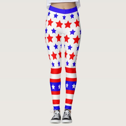 Patriotic USA Stars and Stripes Leggings (Voorkant)