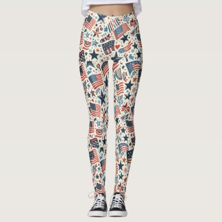Patriotic USA Stars and Stripes Leggings