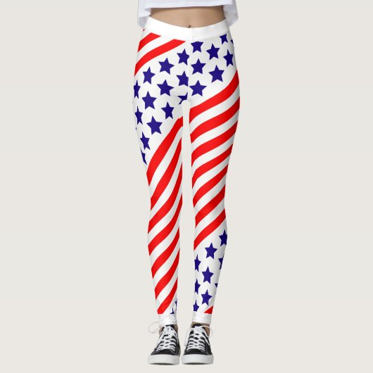 Patriotic USA Stars and Stripes Leggings (Voorkant)