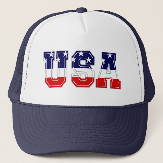 Patriotic USA Stars and Stripes Trucker Pet (Voorkant)