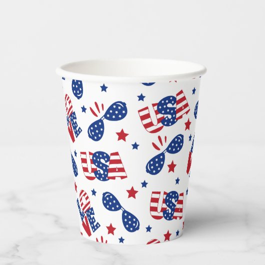 Patriotic USA Summer Papieren Bekers (Voorkant)