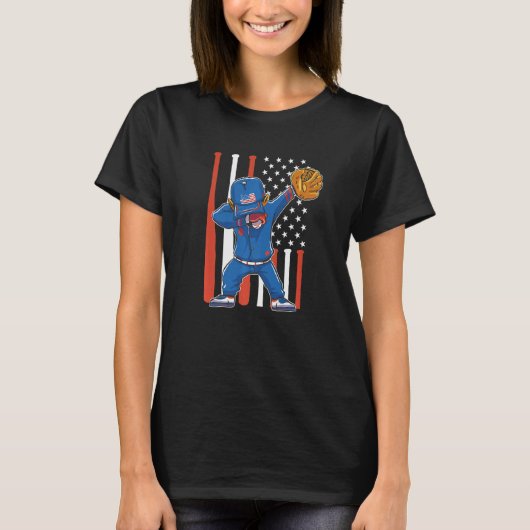 patriotic usa us flag dabbin' baseball player Prem T-shirt (Voorkant)