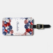 Patriotic USA vlag rode witte blauwe naam Bagagelabel (Voorkant horizontaal)