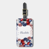 Patriotic USA vlag rode witte blauwe naam Bagagelabel (Voorkant verticaal)