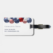 Patriotic USA vlag rode witte blauwe naam Bagagelabel (Achterkant horizontaal)