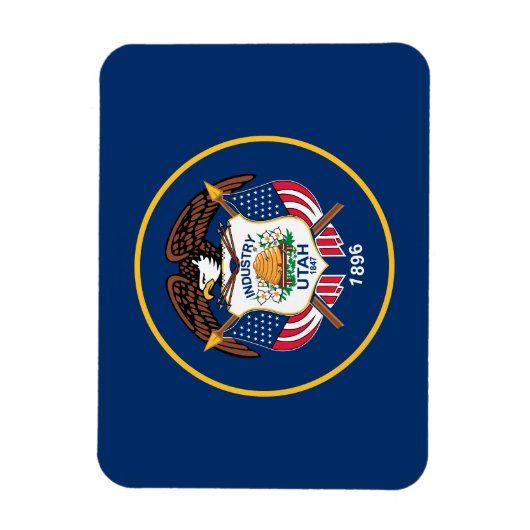 Patriotic Utah State Flag Magneet (Verticaal)