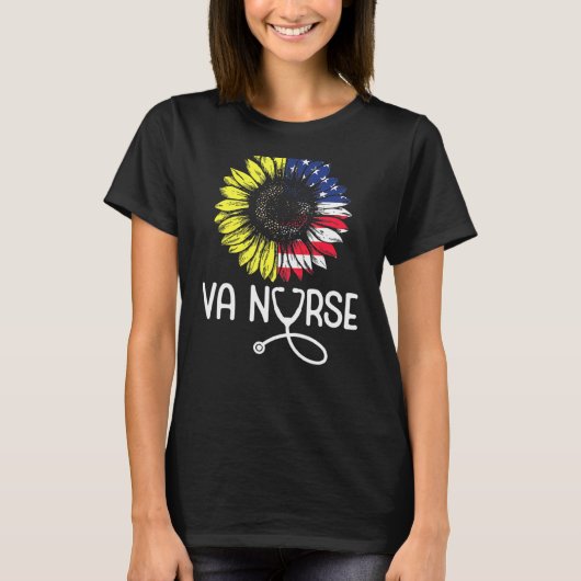 Patriotic Va Nurse Veterans Affairs American Flag T-shirt (Voorkant)
