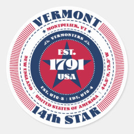 Patriotic Vermont Circle Design Sticker