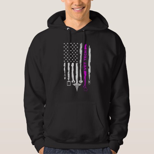 Patriotic Vet Tech USA Flag Nurses Vet Tech Week Hoodie (Voorkant)