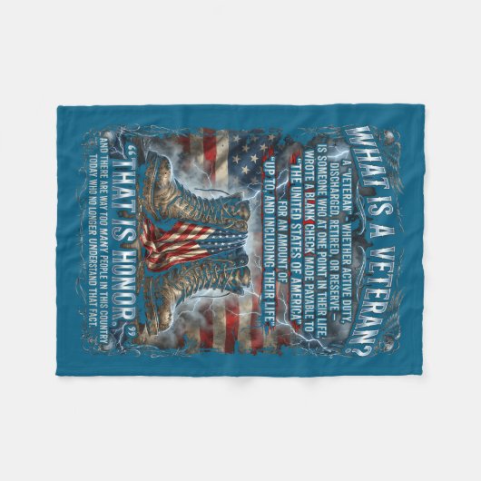 Patriotic Veteran Definition Blank Check Sacrifice Fleece Deken (Voorkant (Horizontaal))