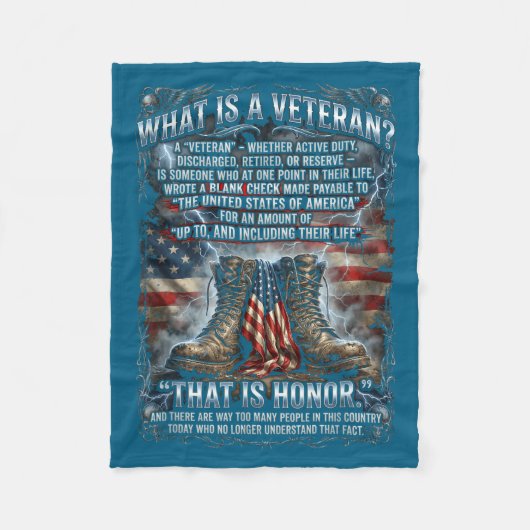 Patriotic Veteran Definition Blank Check Sacrifice Fleece Deken (Voorkant)