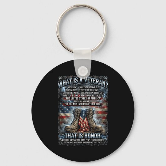 Patriotic Veteran Definition Blank Check Sacrifice Sleutelhanger (Voorkant)