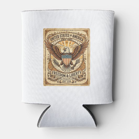 Patriotic Vintage Bald Eagle Distressed Blikjeskoeler (Voorkant)
