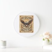 Patriotic Vintage Bald Eagle Distressed Grote Klok (Huis)