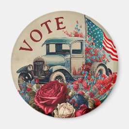 Patriotic Vintage Truck Magneet